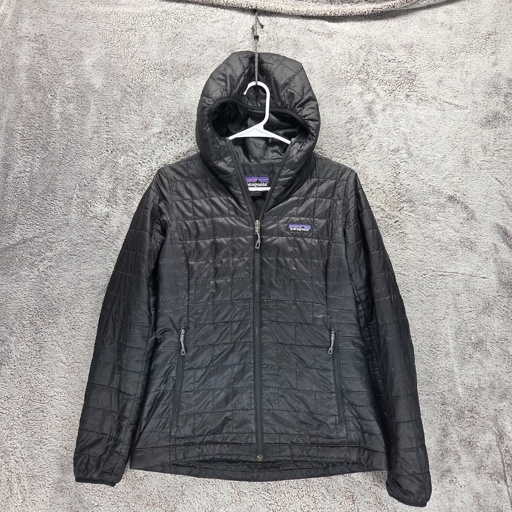 Patagonia Jacket Womens Small Black Nano Puff Hoody PrimaLoft Full Zip 84227